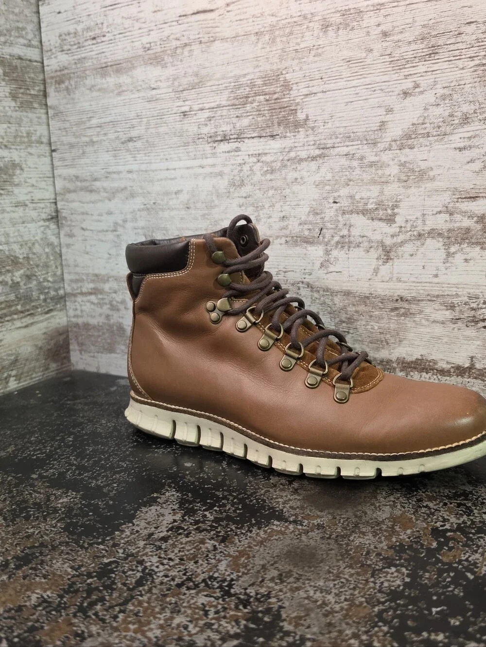 Mens Cole Haan Zerogrand Hiker Boots Sz 8.5 Used Brown Leather